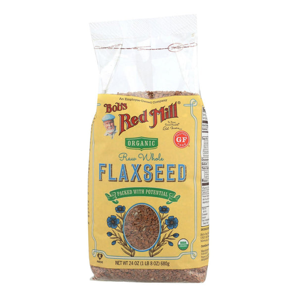 Bob's Red Mill Organic Raw Whole Brown Flaxseeds - 24 Oz - Case Of 4